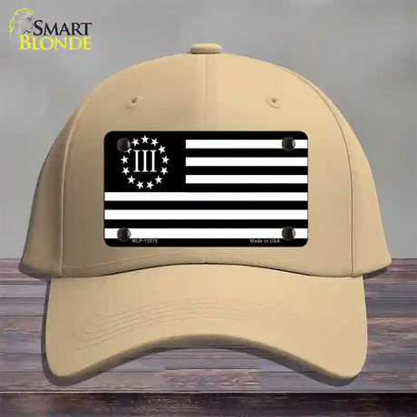 3 Percenter American Flag Novelty License Plate Hat Tag Cotton / Khaki