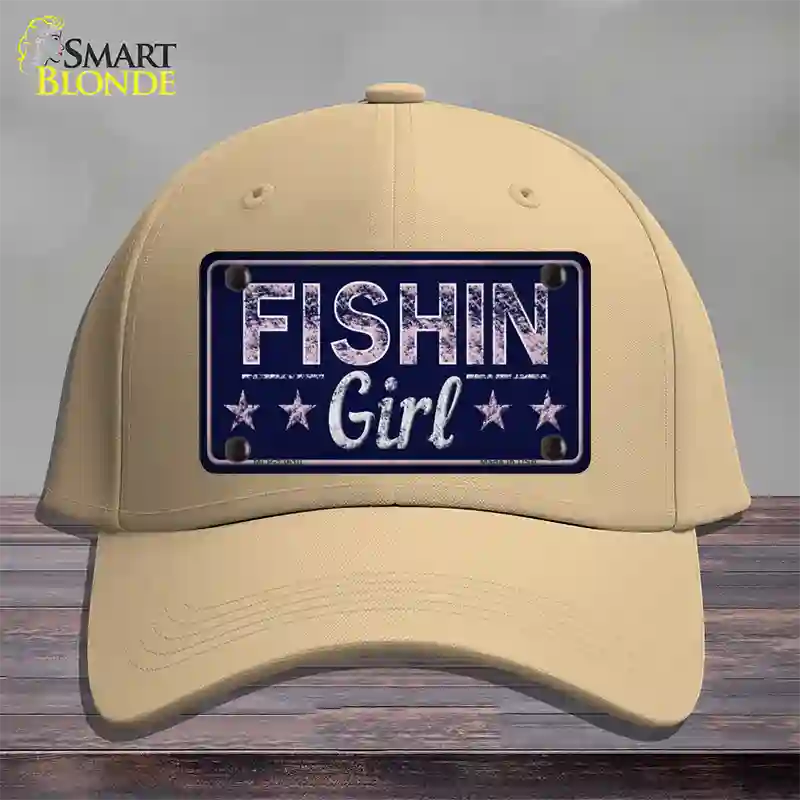 Fishin Girl Novelty License Plate Hat Tag Cotton / Khaki