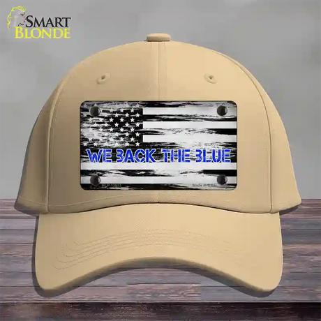 We Back The Blue Novelty License Plate Hat Tag Cotton / Khaki