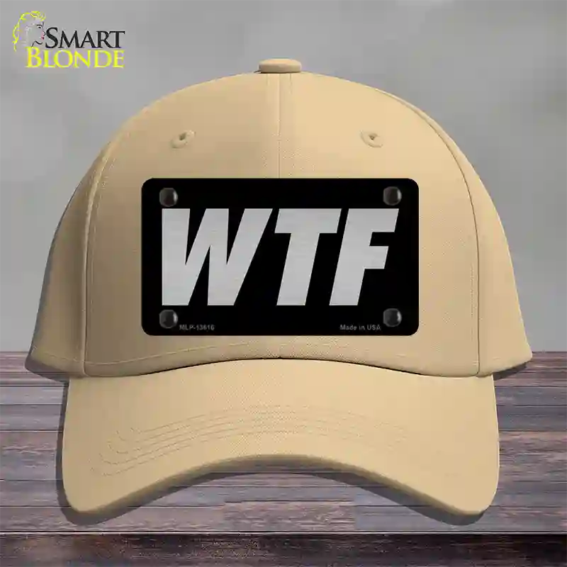 WTF Black Novelty License Plate Hat Tag Cotton / Khaki