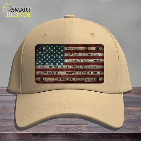 I Pledge Allegiance Flag Novelty License Plate Hat Tag Cotton / Khaki