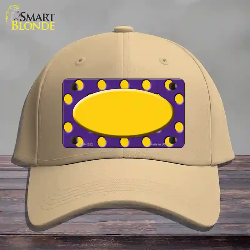 Yellow Purple Polka Dot Center Oval Novelty License Plate Hat Cotton / Khaki