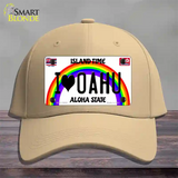 I Heart Oahu Novelty License Plate Hat Tag Cotton / Khaki