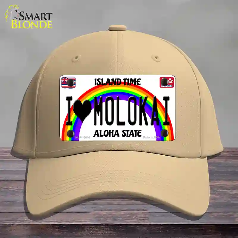 I Heart Molokai Novelty License Plate Hat Tag Cotton / Khaki