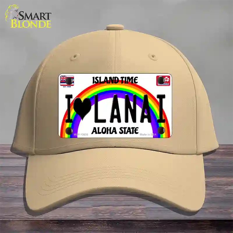 I Heart Lanai Novelty License Plate Hat Tag Cotton / Khaki