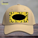 Yellow Black Camouflage With Black Center Oval Novelty License Plate Hat Cotton / Khaki