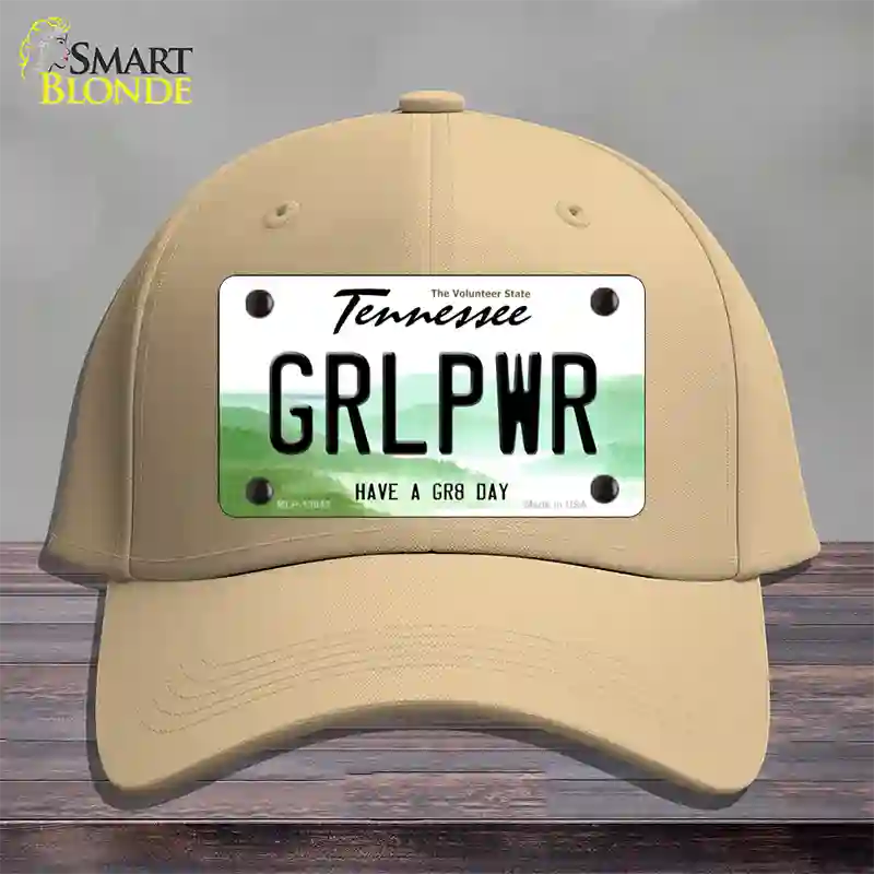 Girl Power Novelty License Plate Hat Tag Cotton / Khaki