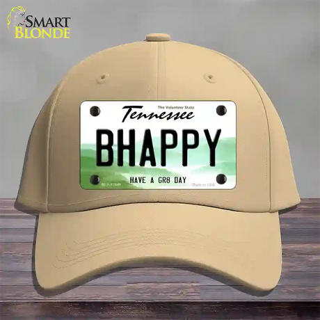 Be Happy Novelty License Plate Hat Tag Cotton / Khaki