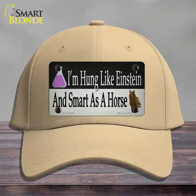 Hung Like Einstein Novelty License Plate Hat Tag Cotton / Khaki