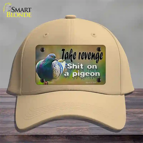 Shit On A Pigeon Novelty License Plate Hat Tag Cotton / Khaki