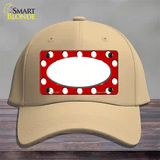 White Red Polka Dot Center Oval Novelty License Plate Hat Cotton / Khaki