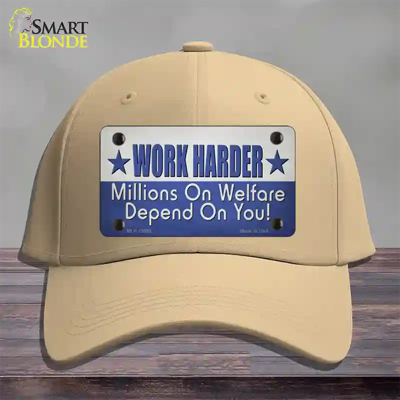 Welfare Depends On You Novelty License Plate Hat Tag Cotton / Khaki