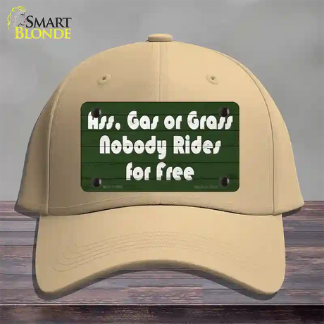 Ass Gas Or Grass Novelty License Plate Hat Tag Cotton / Khaki