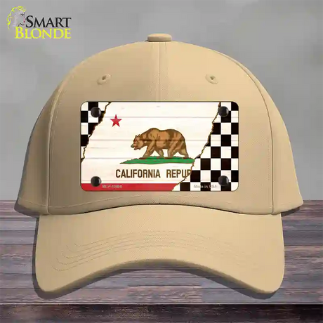 California Racing Flag Novelty License Plate Hat Tag Cotton / Khaki