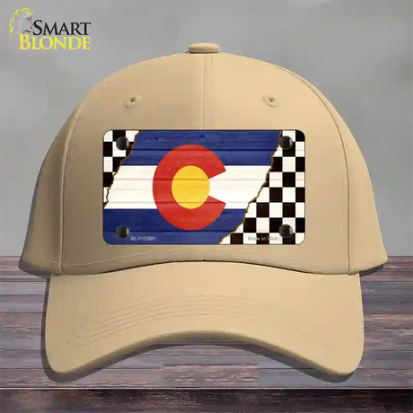 Colorado Racing Flag Novelty License Plate Hat Tag Cotton / Khaki