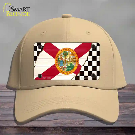 Florida Racing Flag Novelty License Plate Hat Tag Cotton / Khaki