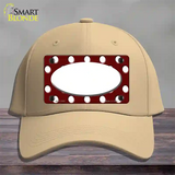 White Burgundy Polka Dot White Center Oval Novelty License Plate Hat Cotton / Khaki