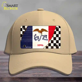 Iowa Racing Flag Novelty License Plate Hat Tag Cotton / Khaki