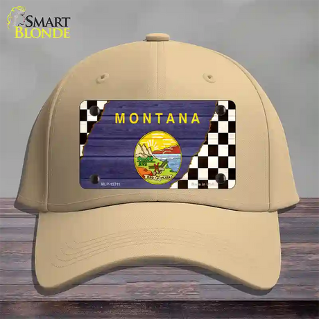 Montana Racing Flag Novelty License Plate Hat Tag Cotton / Khaki