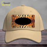 Tiger With Black Center Oval Novelty License Plate Hat Cotton / Khaki