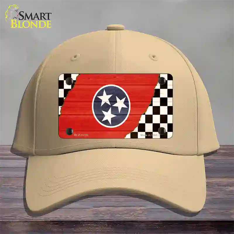 Tennessee Racing Flag Novelty License Plate Hat Tag Cotton / Khaki