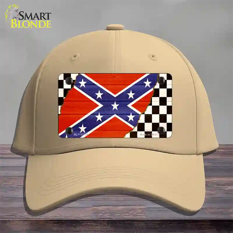 Confederate Racing Flag Novelty License Plate Hat Tag Cotton / Khaki