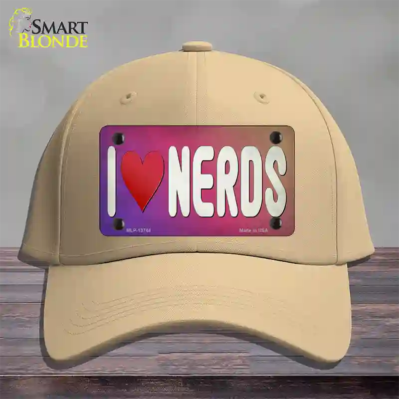 I Love Nerds Novelty License Plate Hat Tag Cotton / Khaki