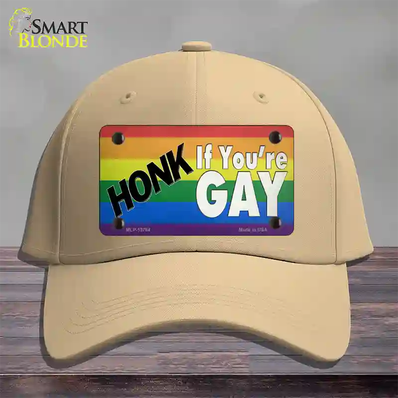 Honk If Youre Gay Novelty License Plate Hat Tag Cotton / Khaki