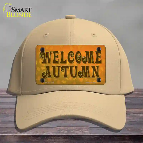 Welcome Autumn Novelty License Plate Hat Tag Cotton / Khaki