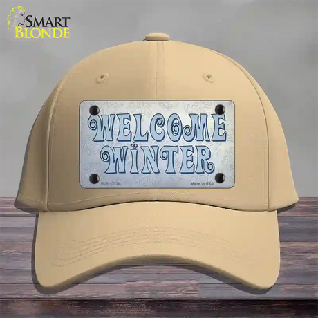 Welcome Winter Novelty License Plate Hat Tag Cotton / Khaki