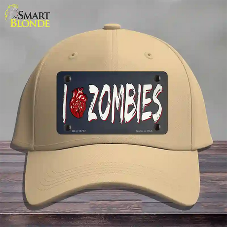 I Love Zombies Novelty License Plate Hat Tag Cotton / Khaki