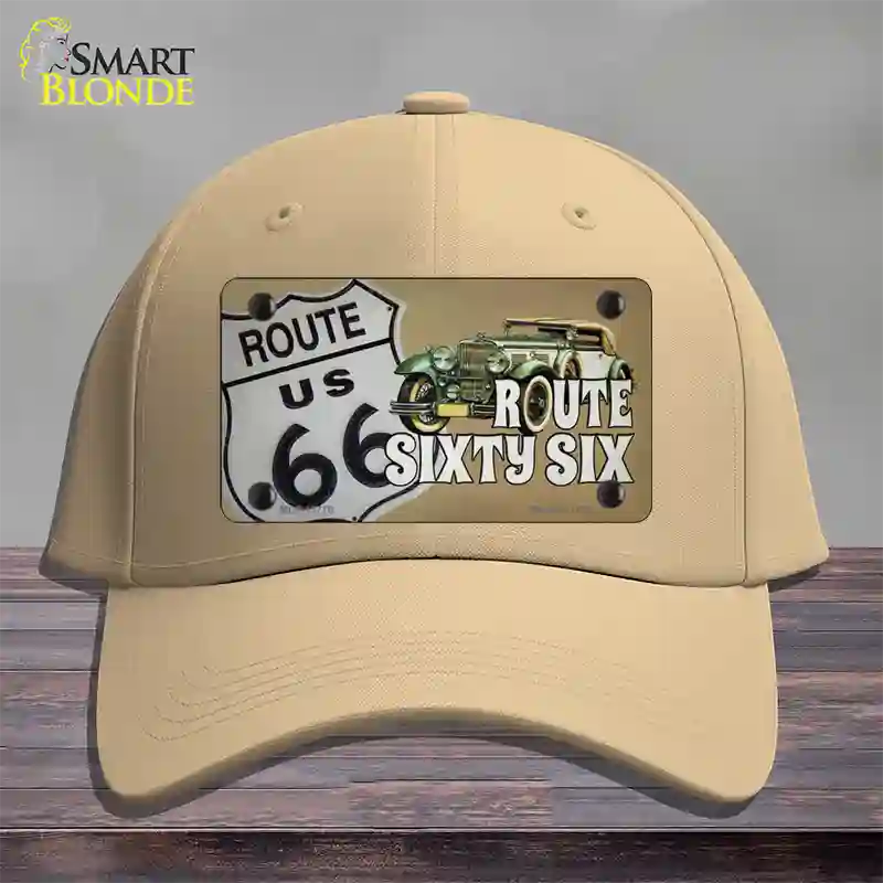 Route Sixty Six Novelty License Plate Hat Tag Cotton / Khaki