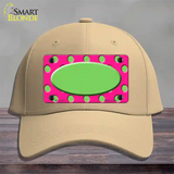 Lime Green Pink Polka Dot Lime Green Center Oval Novelty License Plate Hat Cotton / Khaki