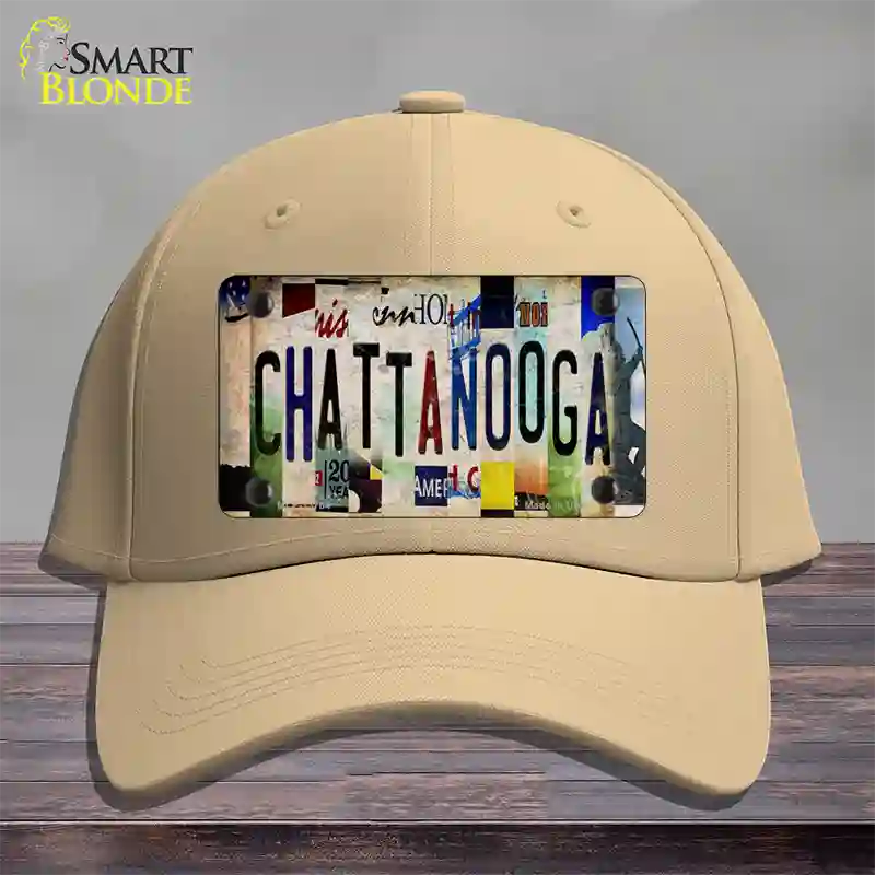 Chattanooga Strip Art Novelty License Plate Hat Tag Cotton / Khaki