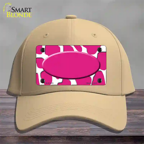 Pink White Giraffe Center Oval Novelty License Plate Hat Cotton / Khaki