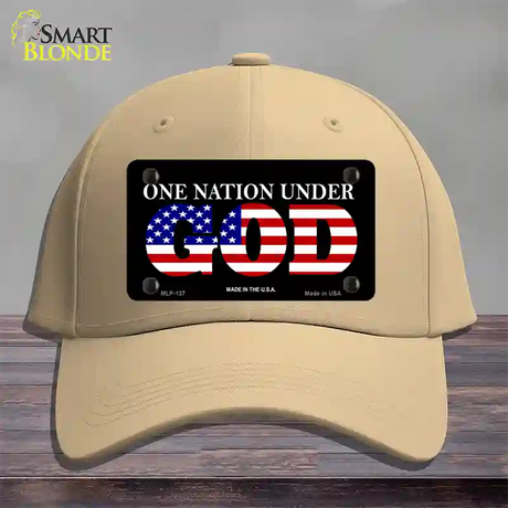 One Nation Under God Novelty License Plate Hat Cotton / Khaki