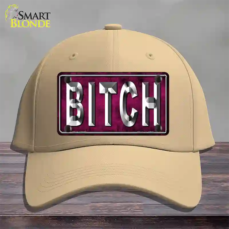 Bitch Pink Novelty License Plate Hat Tag Cotton / Khaki