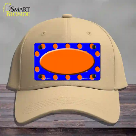 Orange Royal Blue Polka Dot Orange Center Oval Novelty License Plate Hat Cotton / Khaki