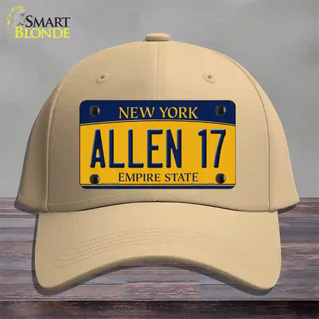 Allen 17 New York Novelty License Plate Hat Tag Cotton / Khaki