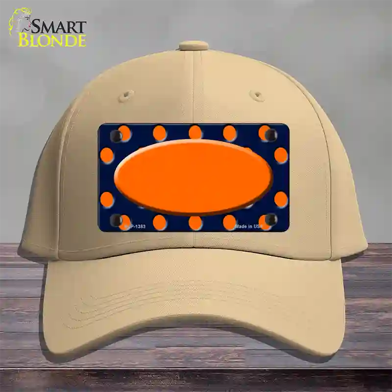 Orange Navy Blue Polka Dot Orange Center Oval Novelty License Plate Hat Cotton / Khaki