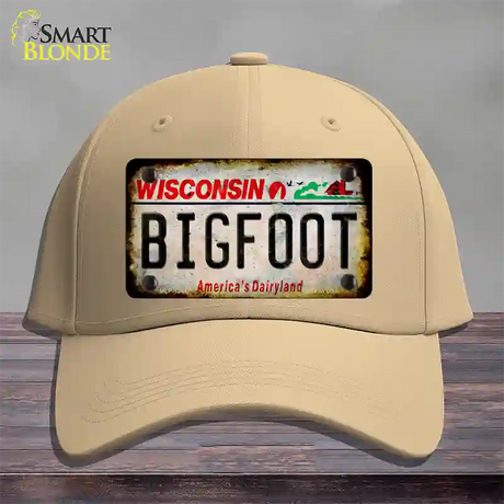 Bigfoot Wisconsin Novelty License Plate Hat Tag Cotton / Khaki