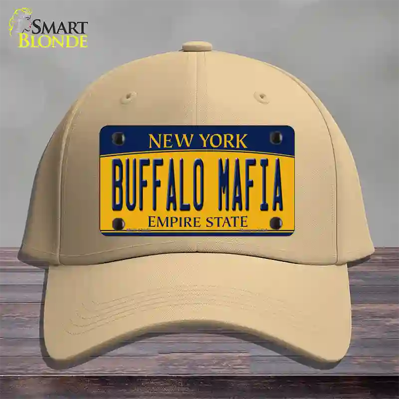 Buffalo Mafia NY Yellow Novelty License Plate Hat Tag Cotton / Khaki