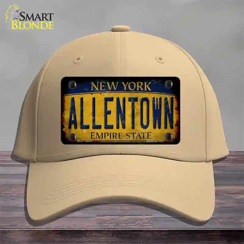 Allentown NY Yellow Rusty Novelty License Plate Hat Tag Cotton / Khaki