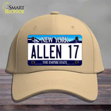 Allen 17 NY Blue Novelty License Plate Hat Tag Cotton / Khaki