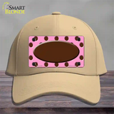 Brown Pink Polka Dot Brown Center Oval Novelty License Plate Hat Cotton / Khaki