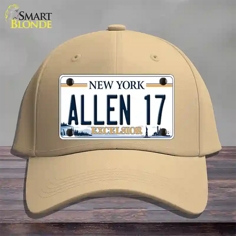 Allen 17 NY Excelsior Novelty License Plate Hat Tag Cotton / Khaki