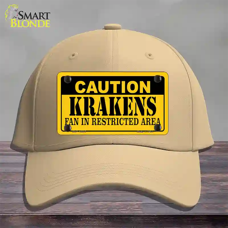 Caution Krakens Novelty License Plate Hat Tag Cotton / Khaki