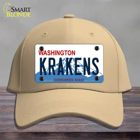 Krakens Washington Novelty License Plate Hat Tag Cotton / Khaki