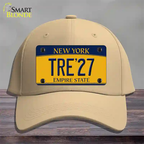 Tre 27 New York Yellow Novelty License Plate Hat Tag Cotton / Khaki