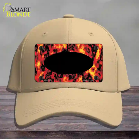 Fire Explosion With Black Center Oval Novelty License Plate Hat Cotton / Khaki